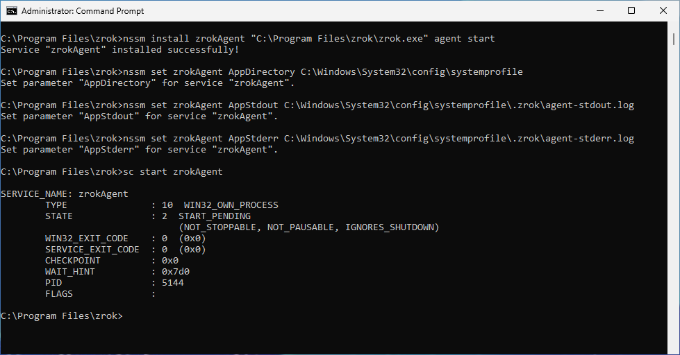 nssm CLI installation
